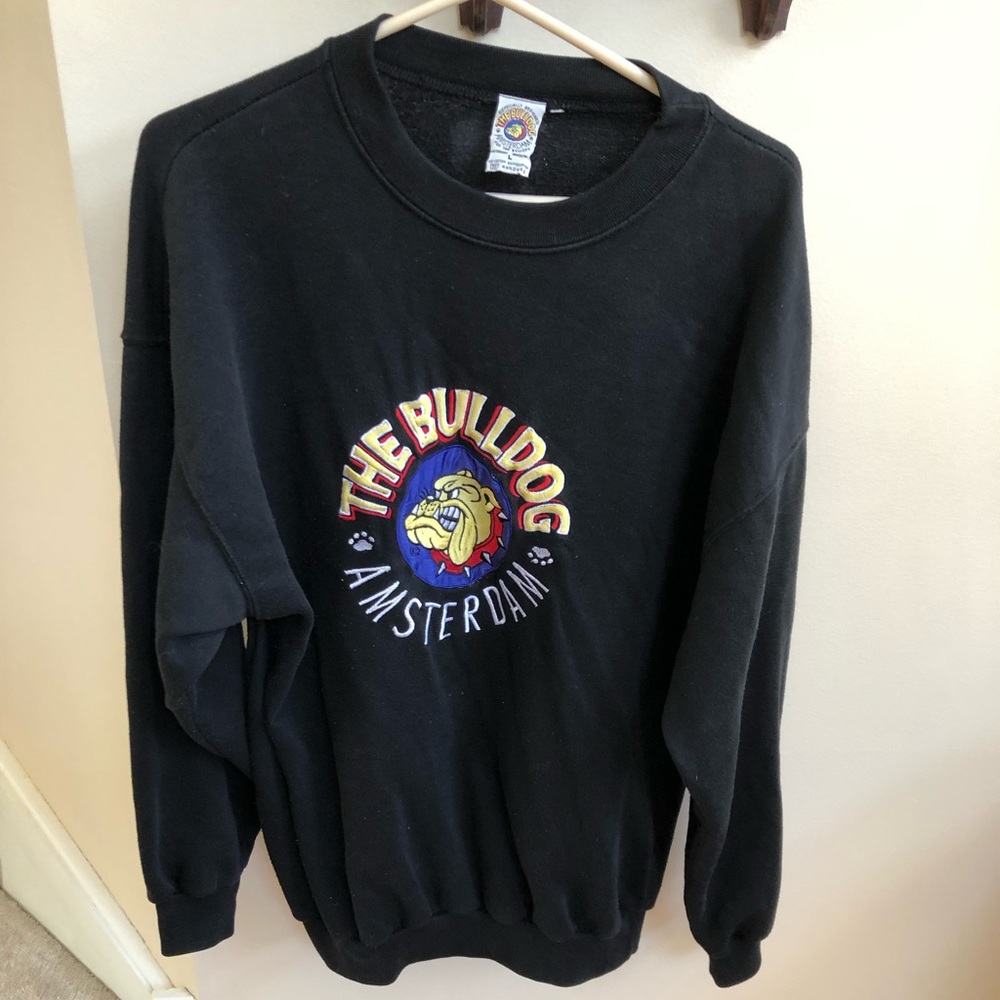 Vintage The Bulldog Amsterdam Sweatshirt EMBROIDERED NOT Printed Logo LARGE - Picture 5 of 7